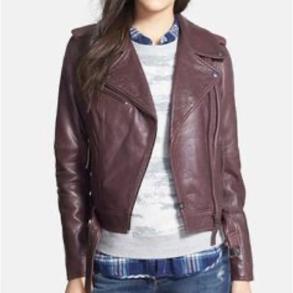 Treasure & Bond Oxblood Leather Jacket